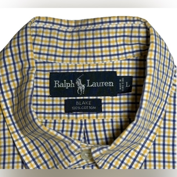 Ralph Lauren Blake Shirt Mens Large Blue Plaid Button Down Long Sleeve Cotton - Picture 4 of 6